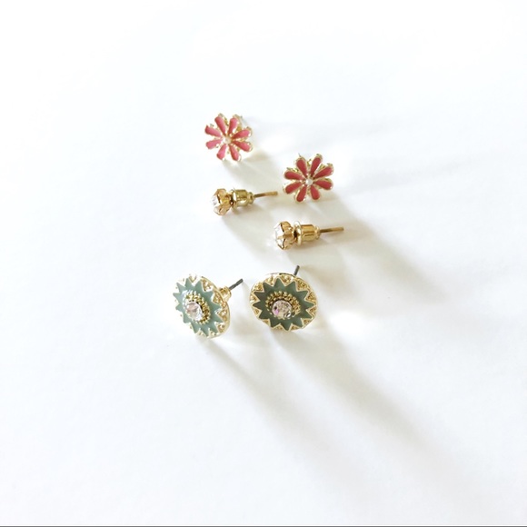 Pink Flower Mandela Enamel Earring Set - Picture 3 of 3